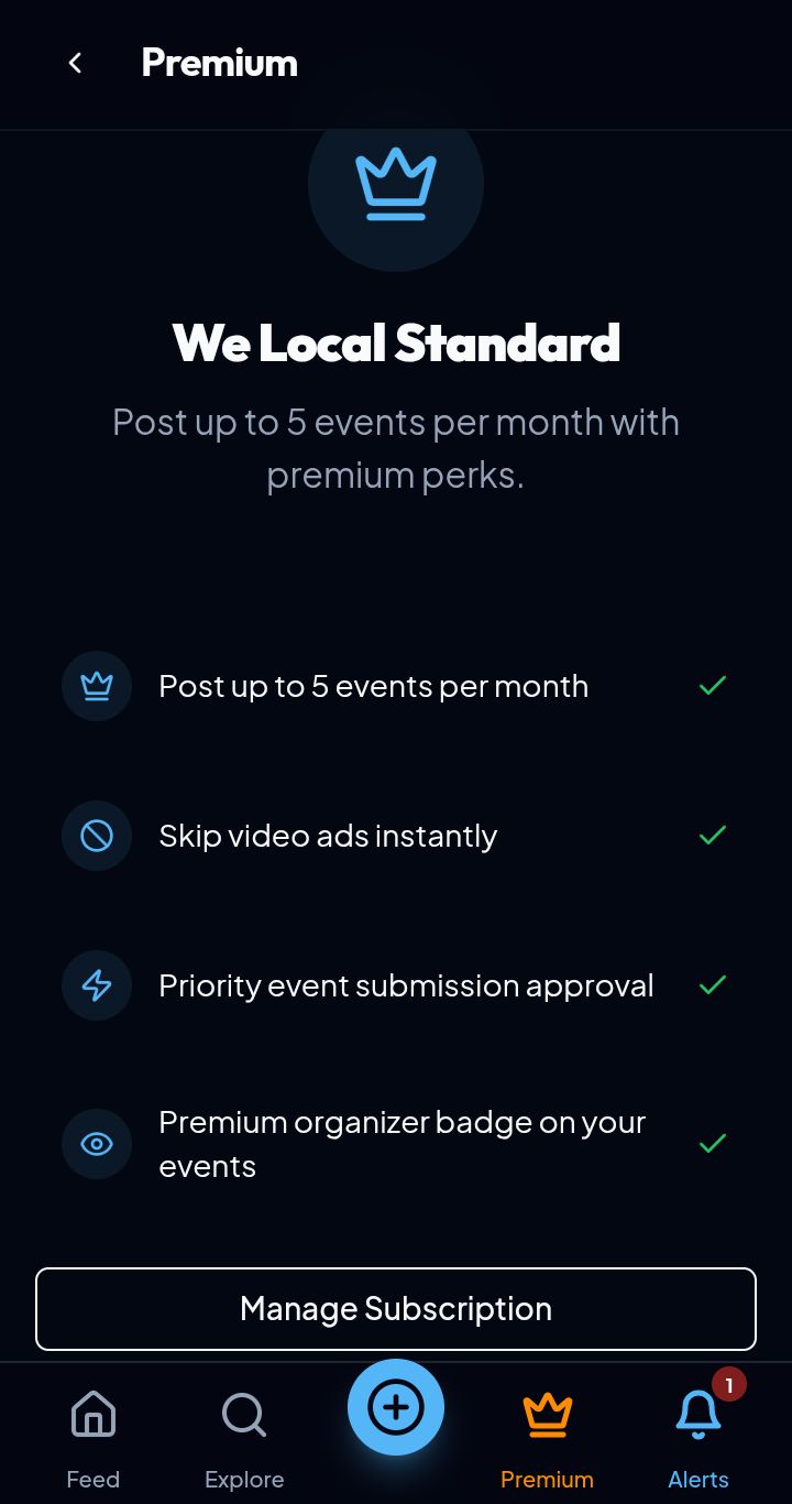 Premium benefits screen
